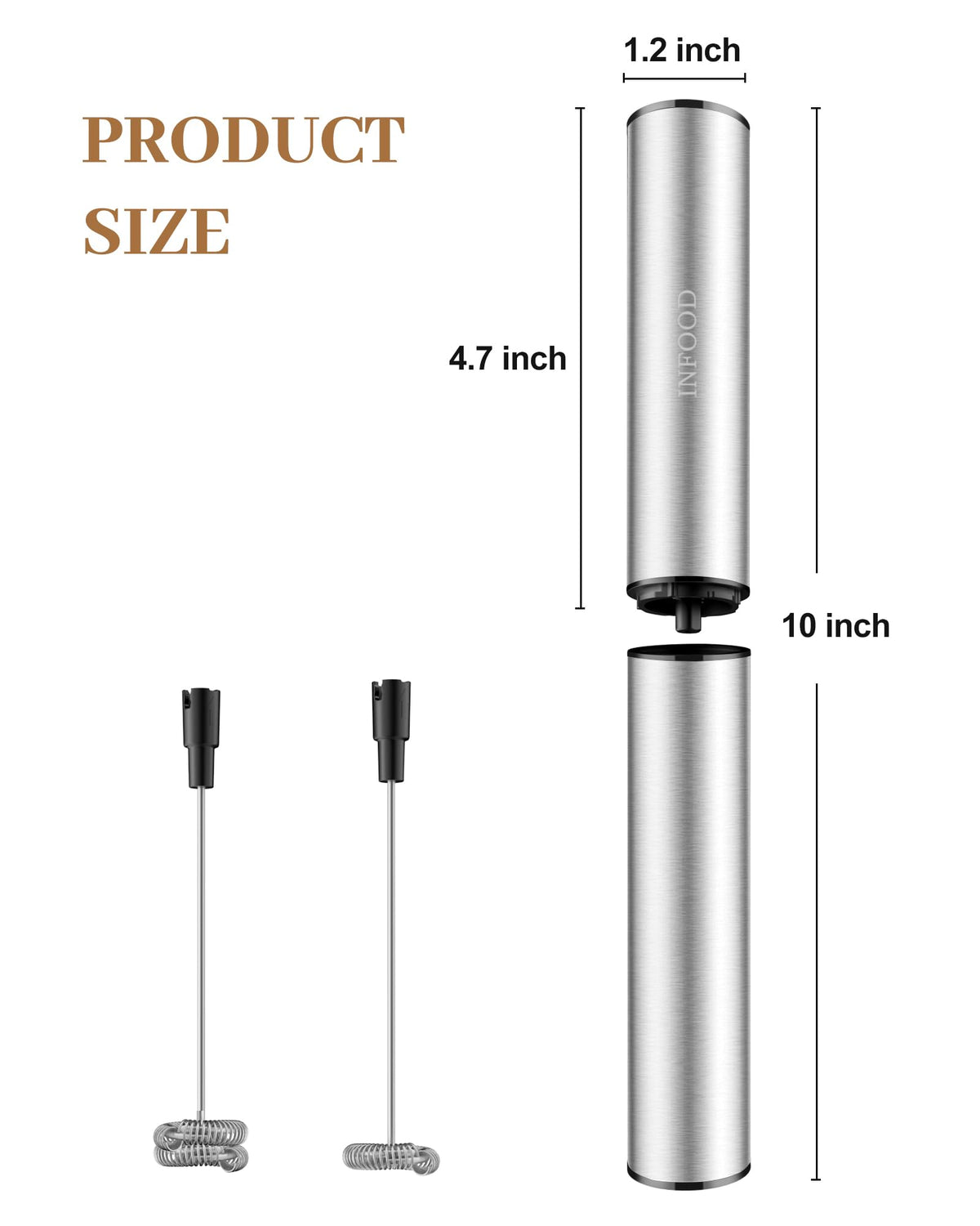 INFOOD Milk Frother foams in 15 seconds for quick lattes.