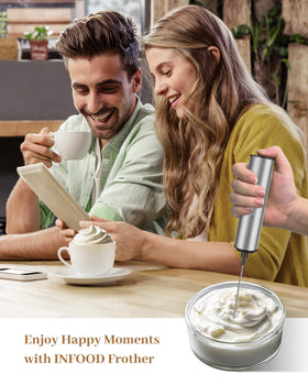 INFOOD Milk Frother as a multi-use mixer for matcha, eggs, dressings.