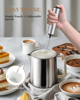 INFOOD Milk Frother turbo motor delivers fast, silky foam in seconds.