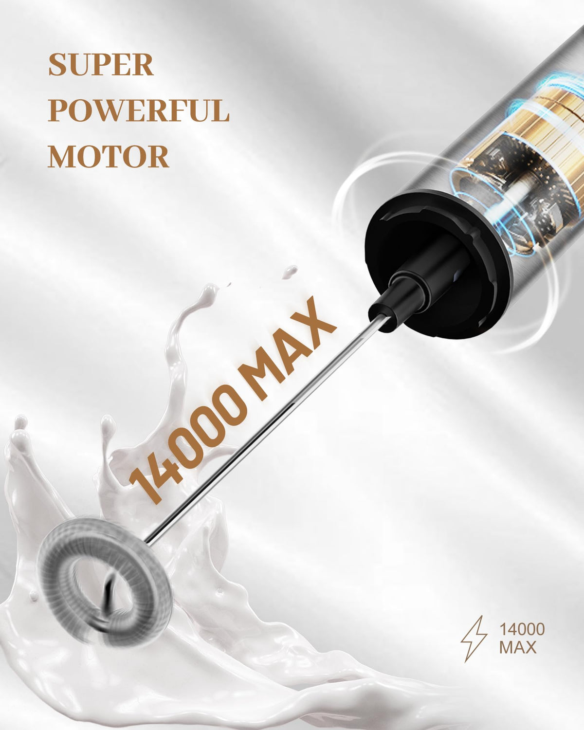 INFOOD Milk Frother with two-speed settings for customizable foam density.