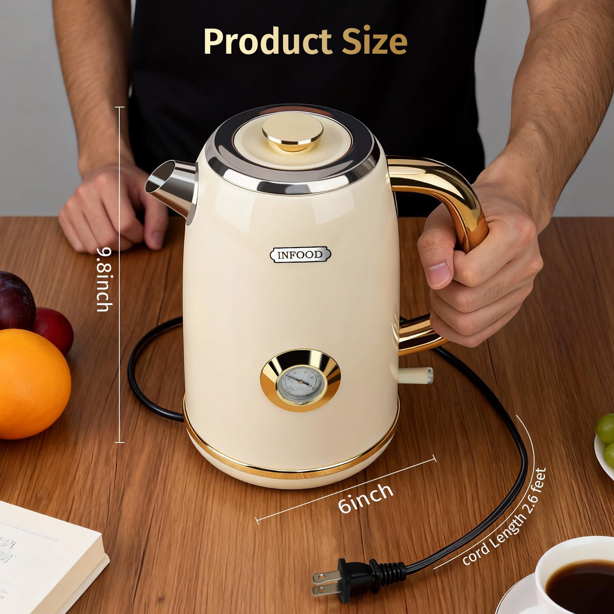 INFOOD Retro Electric Kettle auto shut-off feature for safe use
