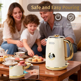 INFOOD Retro Electric Kettle stainless interior highlights BPA-free water safety
