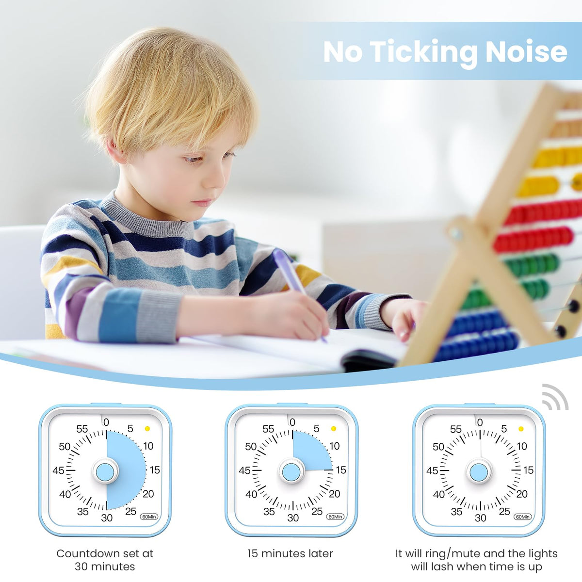 InfPokid visual timer classroom blue promotes transitions and group work efficiency.