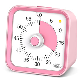 InfPokid visual timer for kids with pause button on pink case, aiding focus.