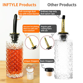 INFTYLE embossed glass bottles help distinguish flavors at a glance.