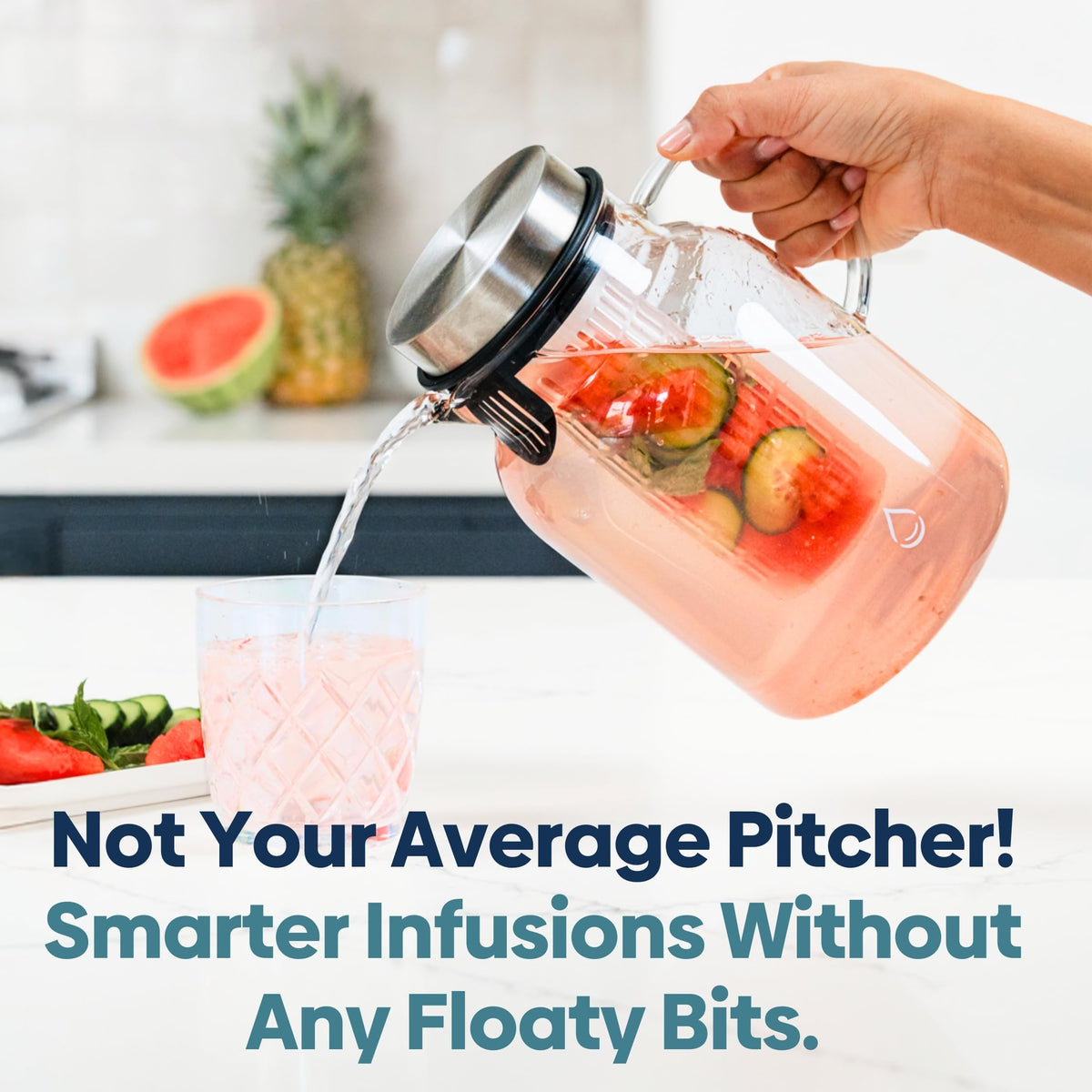 Non-drip spout and ergonomic handle reduce mess while pouring