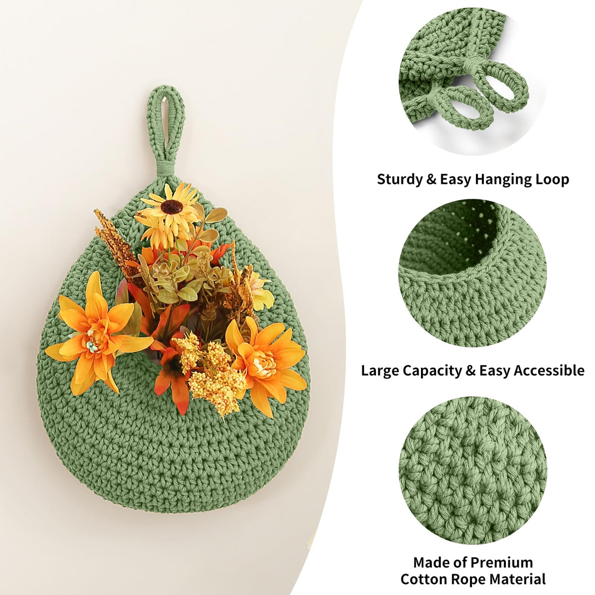 INJORAN teardrop opening basket highlighting large capacity for easy reach.