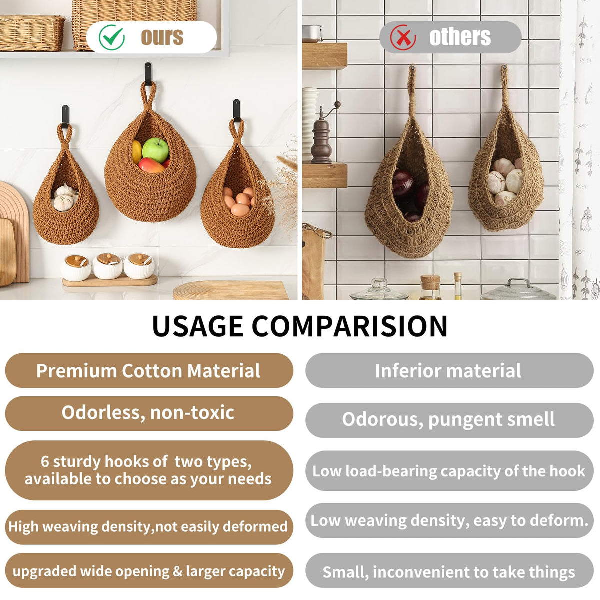 INJORAN kitchen organization baskets store onions and potatoes without clutter