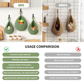 INJORAN kitchen wall hooks with baskets installed for clutter-free counters.