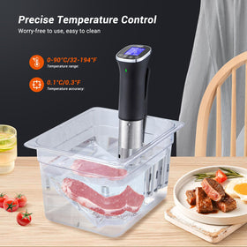 INKBIRD 1000W immersion circulator for fast, steady heating.