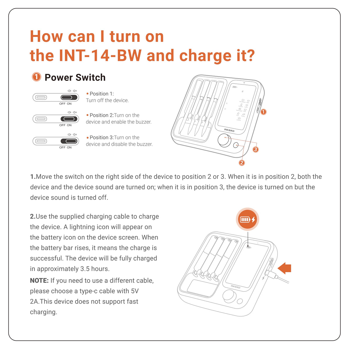 Inkbird rechargeable unit lasts up to 25 hours on a charge