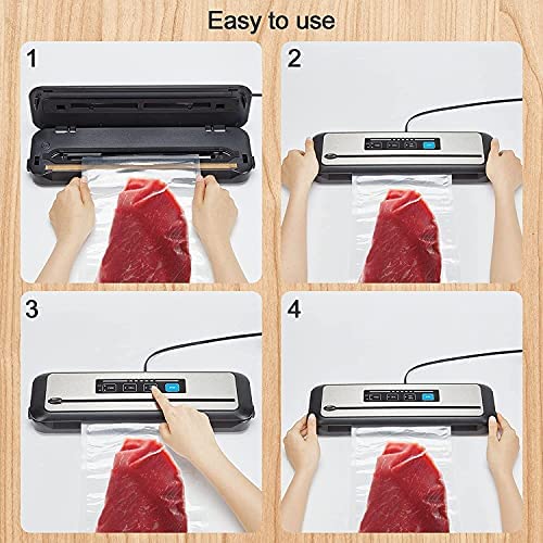 Built-in cutter and starter kit setup for bag preparation.