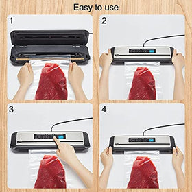 Built-in cutter and starter kit setup for bag preparation.