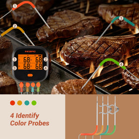 Inkbird IBBQ-4T connects via 2.4GHz Wi‑Fi for multi-user control.