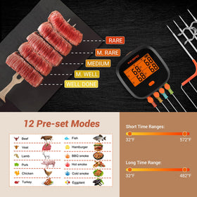 Inkbird IBBQ-4T timer and alarms help you stay on schedule.