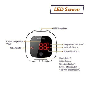 Inkbird IBT-4XS USB charging cable included for rechargeable power.