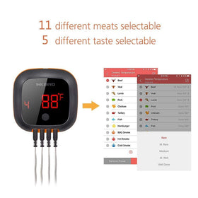 Inkbird IBT-4XS wireless range up to 150 ft enables remote temperature checks.