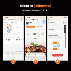 Inkbird app-assisted cooking with INT-14-BW provides meat menus and temperature alarms