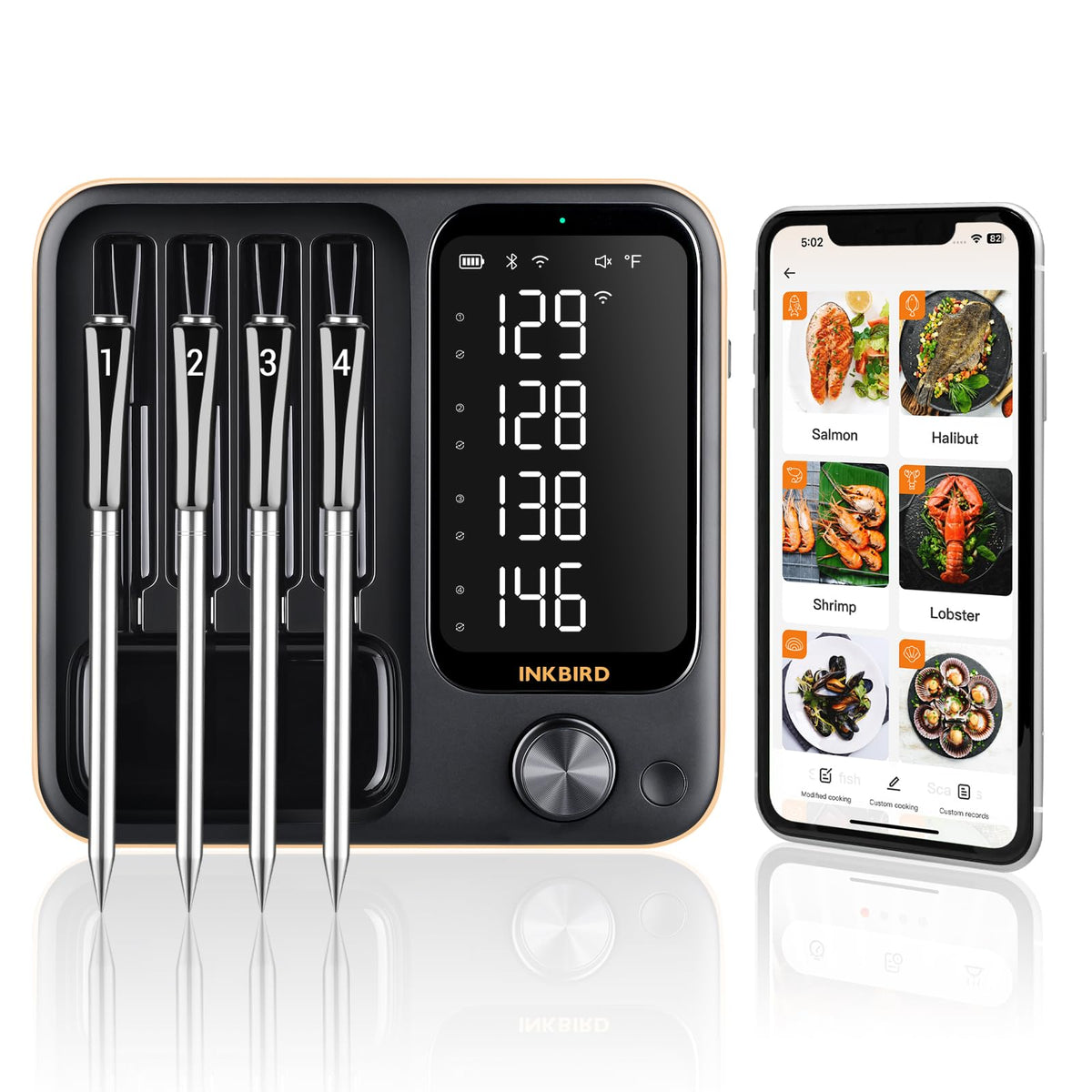 Inkbird INT-14-BW four probes for simultaneous multi-item cooking