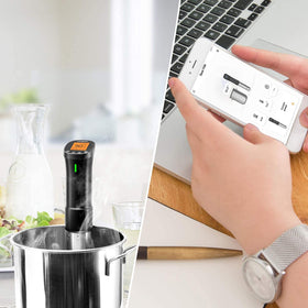 Inkbird ISV-200W immersion circulator in pot for precise cooking.