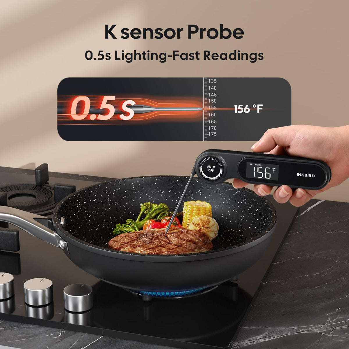 Inkbird rechargeable thermometer battery provides long lasting cooking sessions.