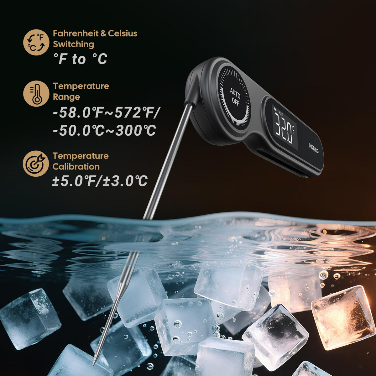 Inkbird VA LCD display offers clear temperature readings day and night.