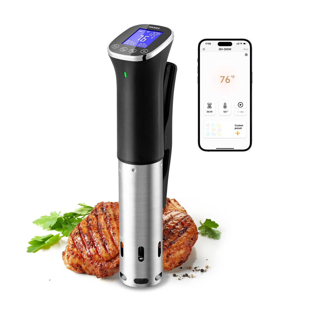 INKBIRD wifi sous vide immersion circulator with app-controlled precision.