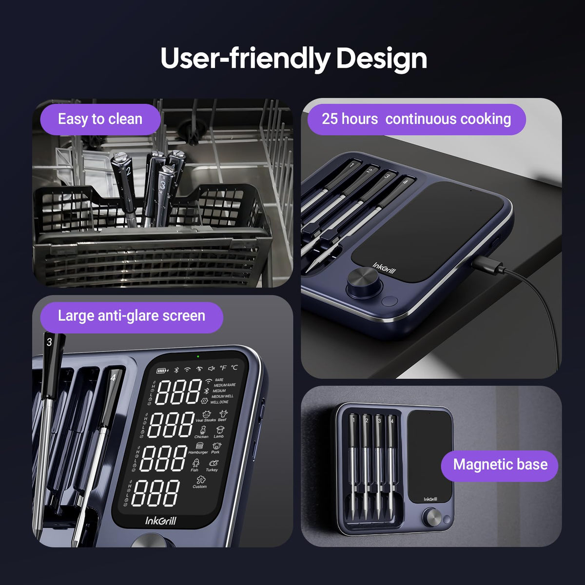 InkGrill dishwasher-safe probes for easy cleanup
