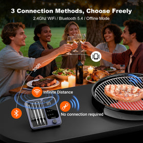 InkGrill probes in action monitor internal and ambient temps for better control.
