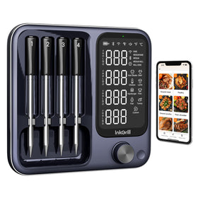 InkGrill wireless thermometer front view with app-ready control for precise outdoor cooking.