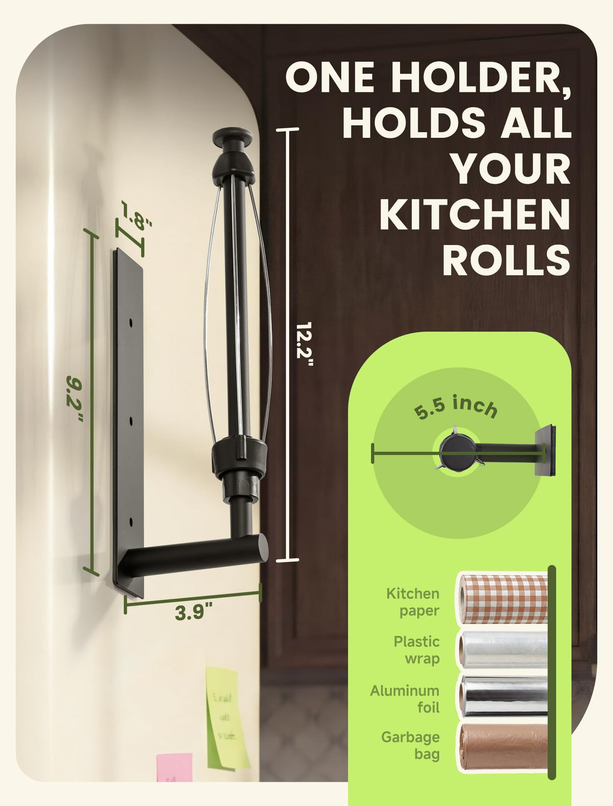 INMAKER standard US roll fits neatly, keeping counters uncluttered.