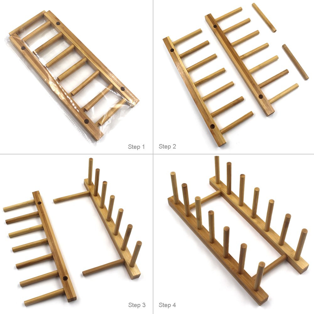 INNERNEED bamboo dish rack 6-slots close-up shows smooth durable surface