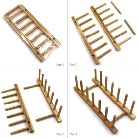 INNERNEED bamboo dish rack 6-slots close-up shows smooth durable surface