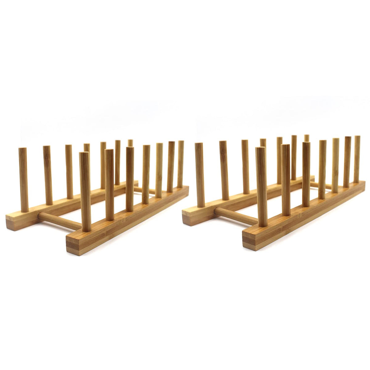 INNERNEED bamboo dish rack front view highlighting six-slot capacity for plates