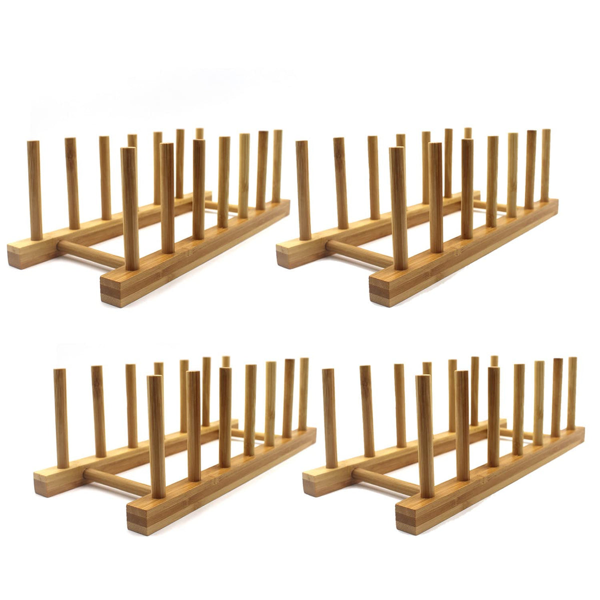 INNERNEED bamboo plate rack stand keeps plates organized and accessible.