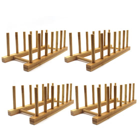 INNERNEED bamboo plate rack stand keeps plates organized and accessible.