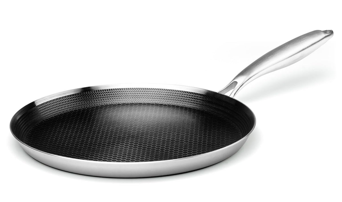 Innerwell crepe pan 12-inch with honeycomb coating exterior for easy, healthy nonstick cooking
