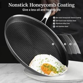 Ergonomic hollow handle on the Innerwell crepe pan stays cool during cooking.