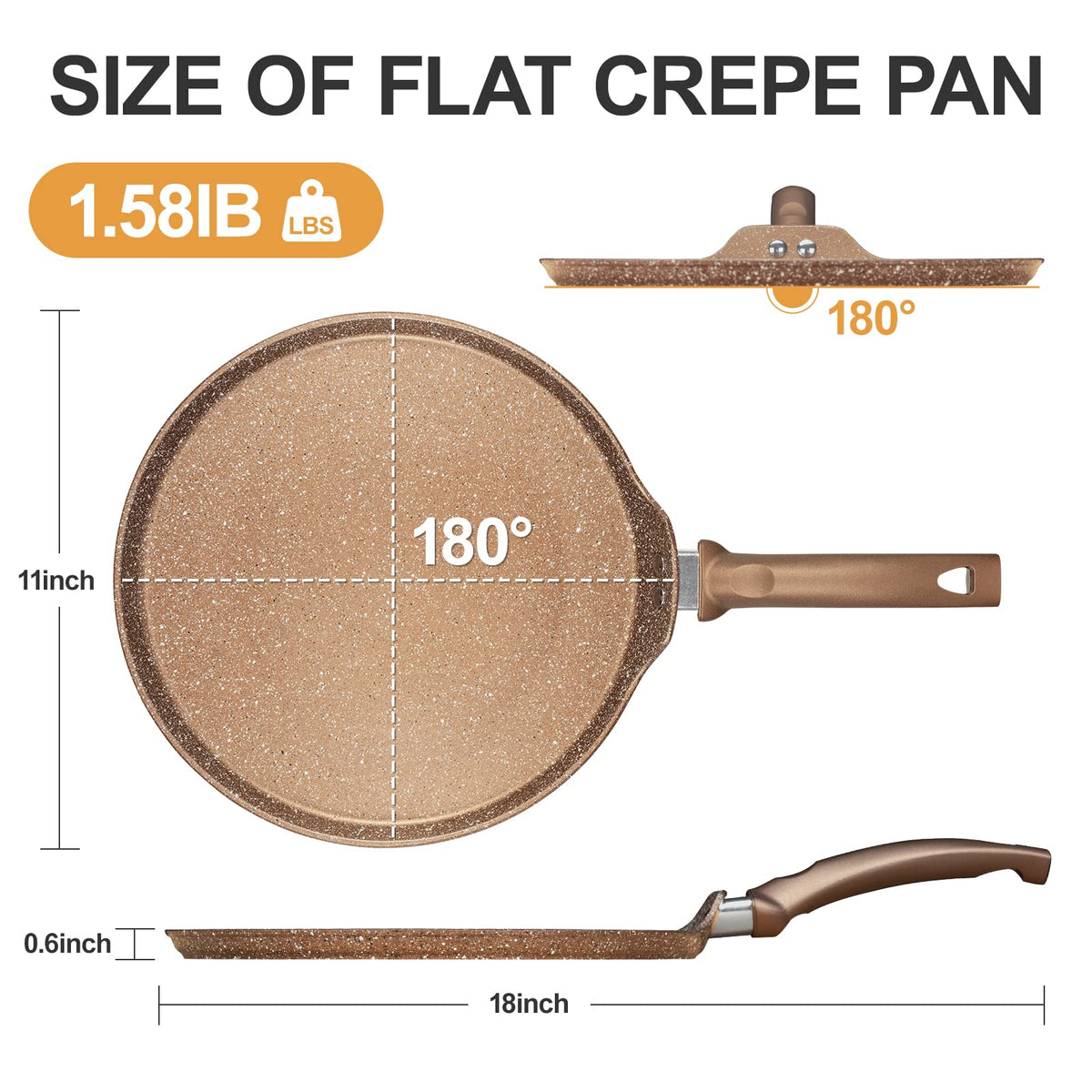 Innerwell tortilla pan edge design reduces spills during flipping.