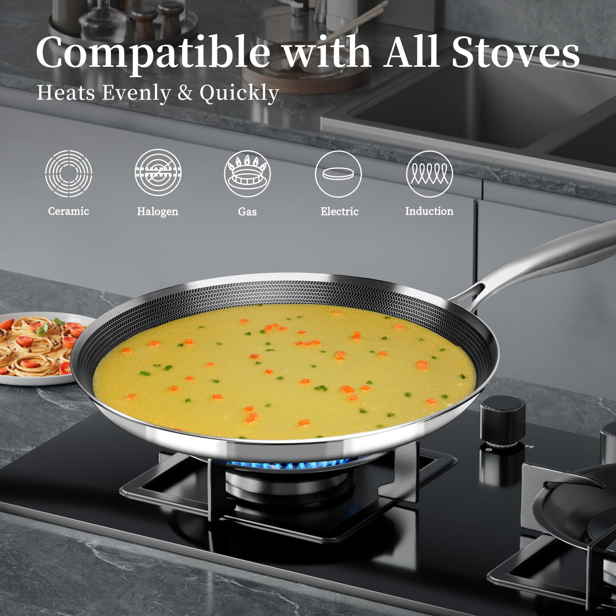 Innerwell lightweight crepe pan at 2.2 lbs with ergonomic handle