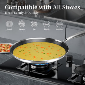 Innerwell lightweight crepe pan at 2.2 lbs with ergonomic handle