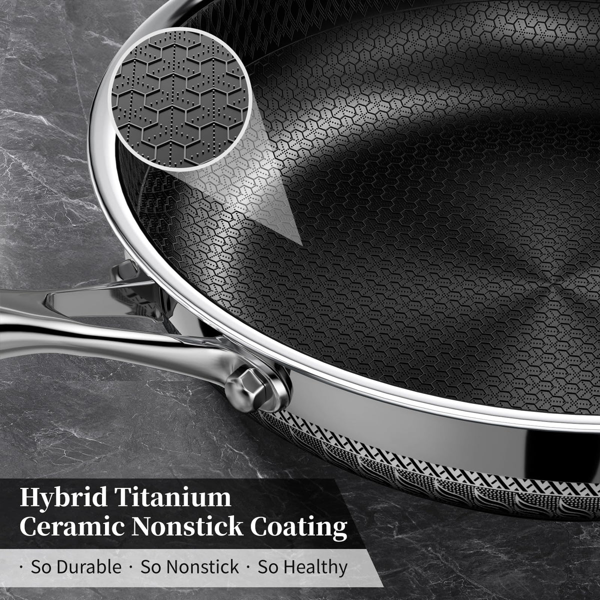 Close up of nonstick coating resisting sticking for easy food release