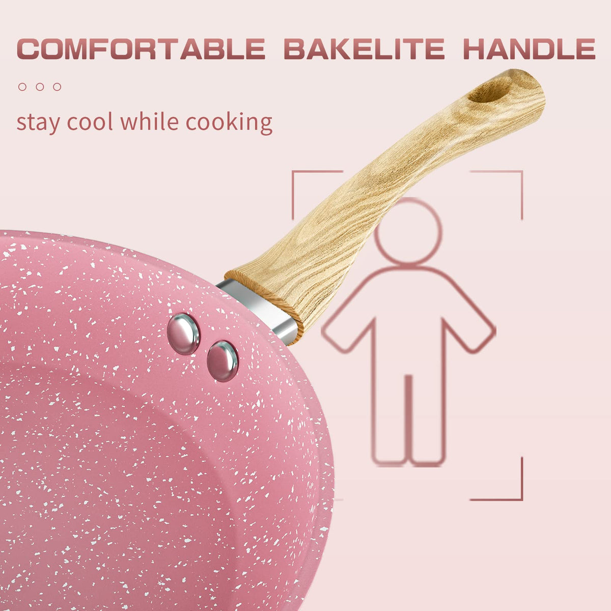 Innerwell pink speckled coating close-up highlights toxin-free nonstick surface