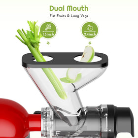 InnoMoon dual feeding chutes save prep time for fruits and vegetables.