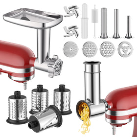 InnoMoon meat grinder attachment, front view, compact design for quick prep