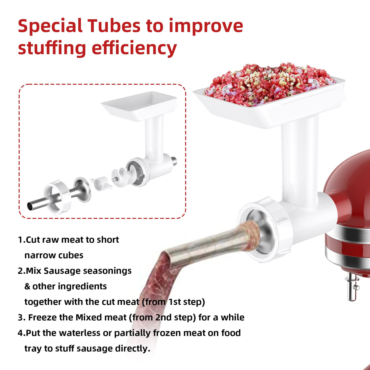 InnoMoon retainer ring fits FGA for smooth ground-meat stuffing
