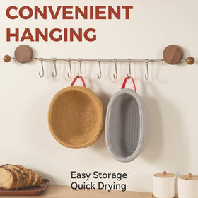 INOBYO proofing baskets include a hanging loop for quick air-drying.