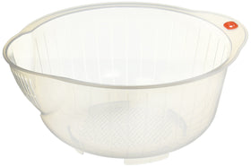 Inomata Rice Washing Speed Bowl with side drain for quick, efficient rice rinsing.