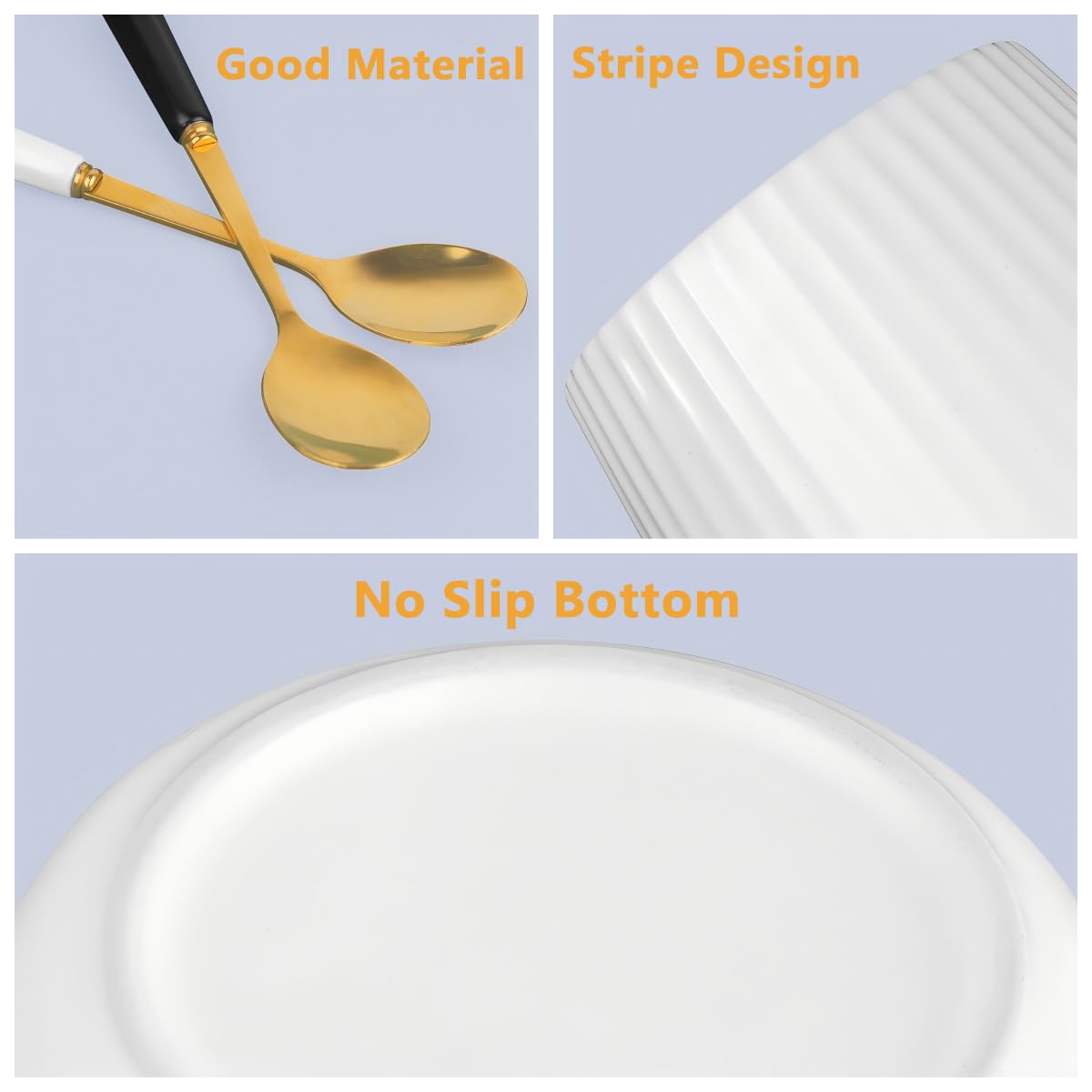 INPROPEXT ceramic holder stripe design keeps spoons organized on the counter.
