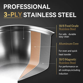 Inqibee paella pan interior smooth surface preserves pure flavors during cooking.